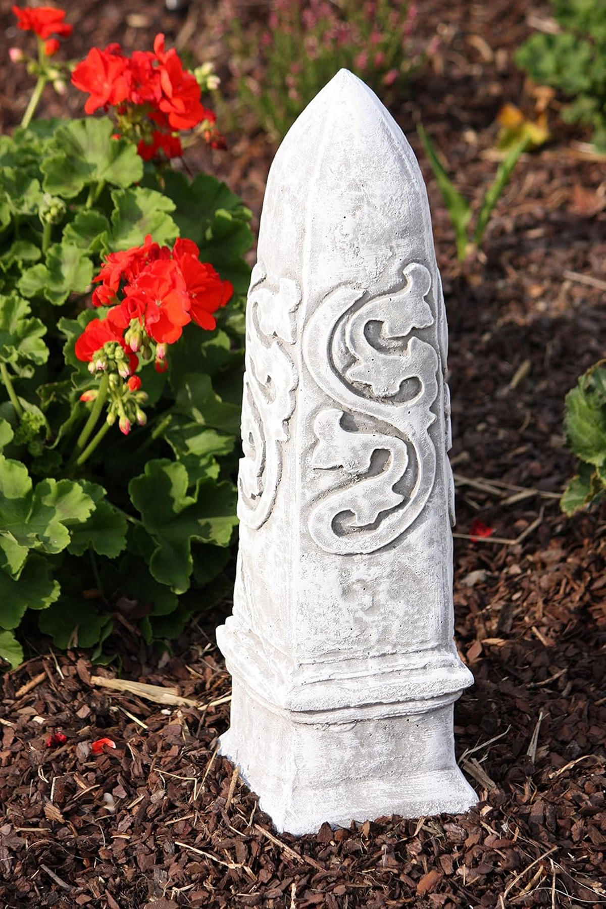 STEINSKULPTUR Steinfigur Obelisk, Frostfest, massiver Steinguss - Grau, Stein (14/47/14cm) - stoneandstyle