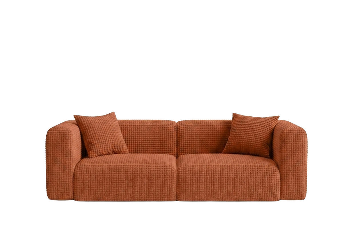 SOFA 2-Sitzer, Chenille-Stoff Cremona, Kupfer, GRETA - Kupferfarben, Holz (228/70/89cm) - Kaiser Möbel