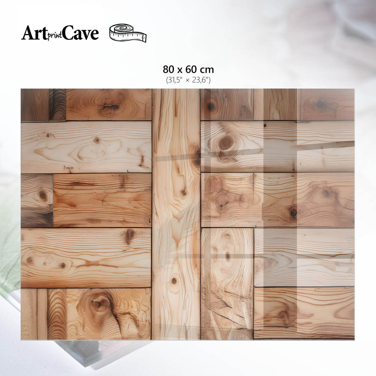 GLASPLATTE 80x60 cm – Holzstruktur - Braun, Glas (0.4/80/60cm) - ArtPrintCave