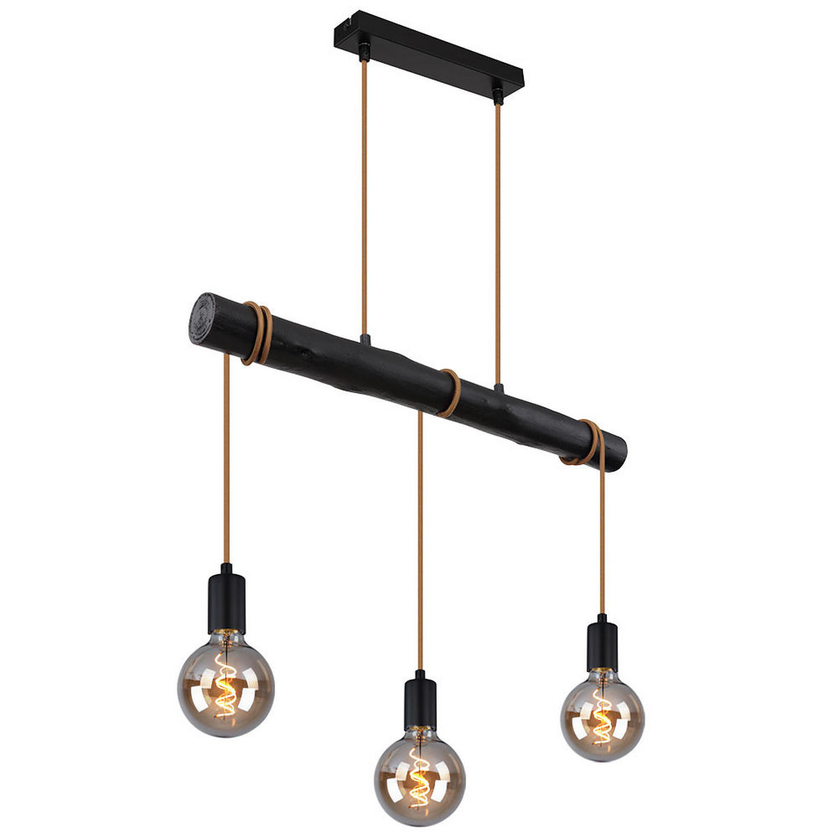 HÄNGELEUCHTE Holz Schwarz GREGOR - Schwarz, Holz (60/5/120cm) - Globo Lighting
