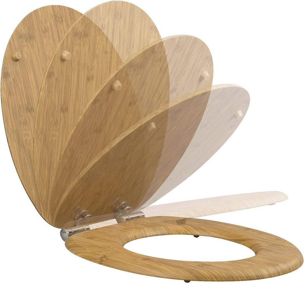 WC SITZ mit Absenkautomatik, MDF Holzkern, Antibakteriell - Hellbraun, Holzwerkstoff (37/2.5/43cm) - Woltu