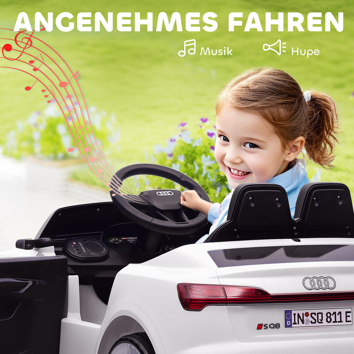 ELEKTRO-KINDERAUTO DE-06253 Audi Q8 lizenziert mit Fernsteuerung Weiß - Weiß, Kunststoff/Metall (98/49.5/43cm) - ComfortXL