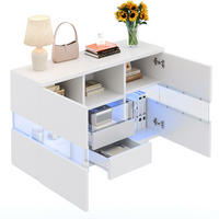 SIDEBOARD 140/35/75 cm in Weiß mit Glas-Elementen, Schubladen & offenen Fächern - Weiß, Holzwerkstoff (140/75/35cm) - BEAOK
