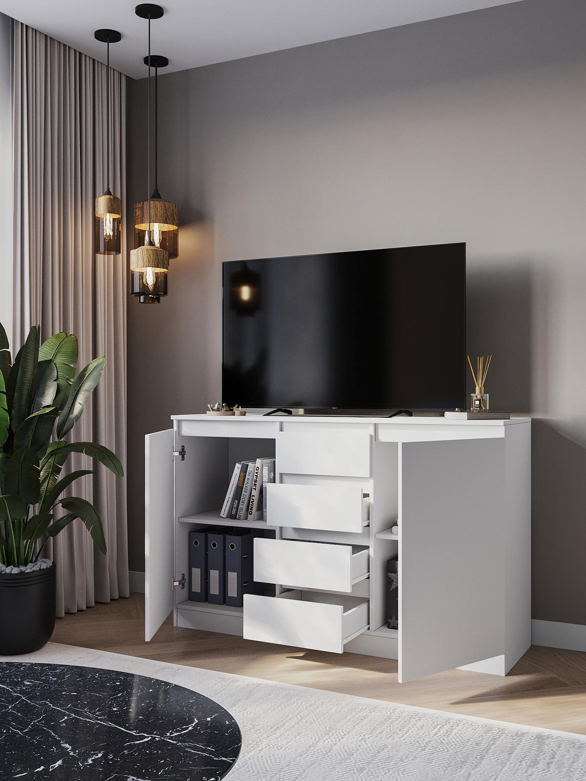 KOMMODE Weiß 140/90/43 - Weiß, Holzwerkstoff (140/90/43cm) - RAUMHIRSCH FURNITURE