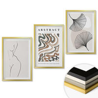 WANDBILDER 3er Set - 40x60 cm Goldrahmen - Abstrakte Boho-Musterformen - Goldfarben, Kunststoff (40/60cm) - ArtPrintCave