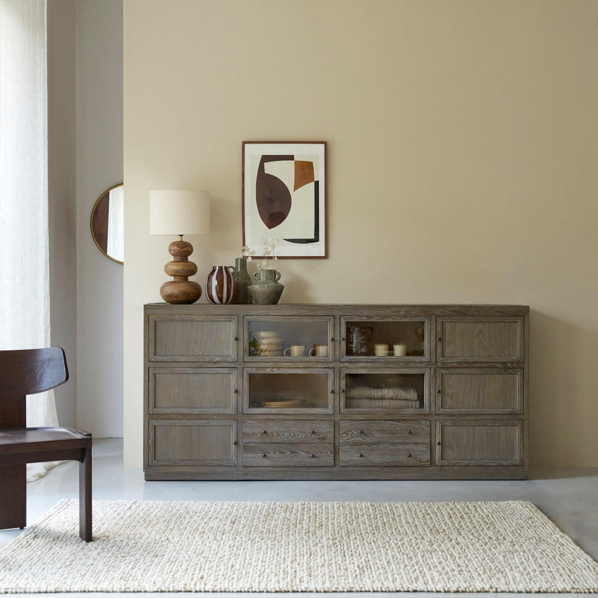 SIDEBOARD Pablo Grau aus Eiche - Grau, Holz (220/100/50cm) - Tikamoon