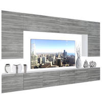 WOHNZIMMERWAND Schrankwand mit LED Glamour Holz - Grau, Holz (300/180/36cm) - B BELINI GROUP