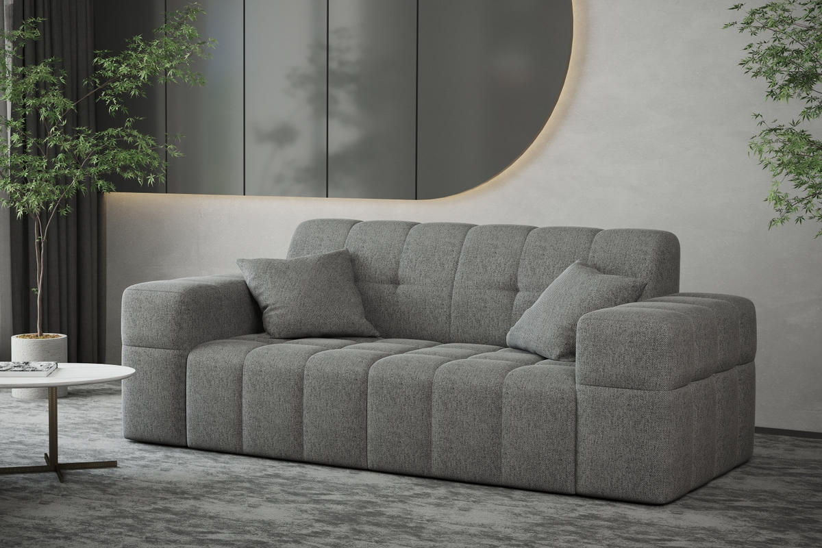 SOFA 2-sitzer Couch serie NIMES Stoff Verita Stahl - Dunkelgrau, Holz (183/82/92cm) - Kaiser Möbel
