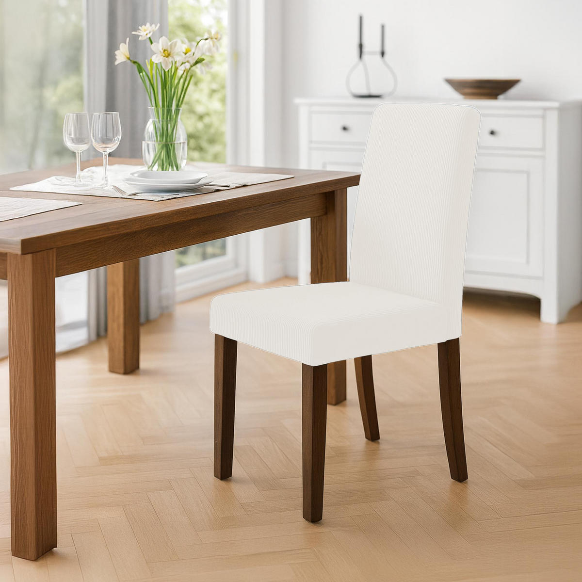 ESSZIMMERSTUHL Cord Creme - Creme, Holz/Textil (41/91/47cm) - CLP