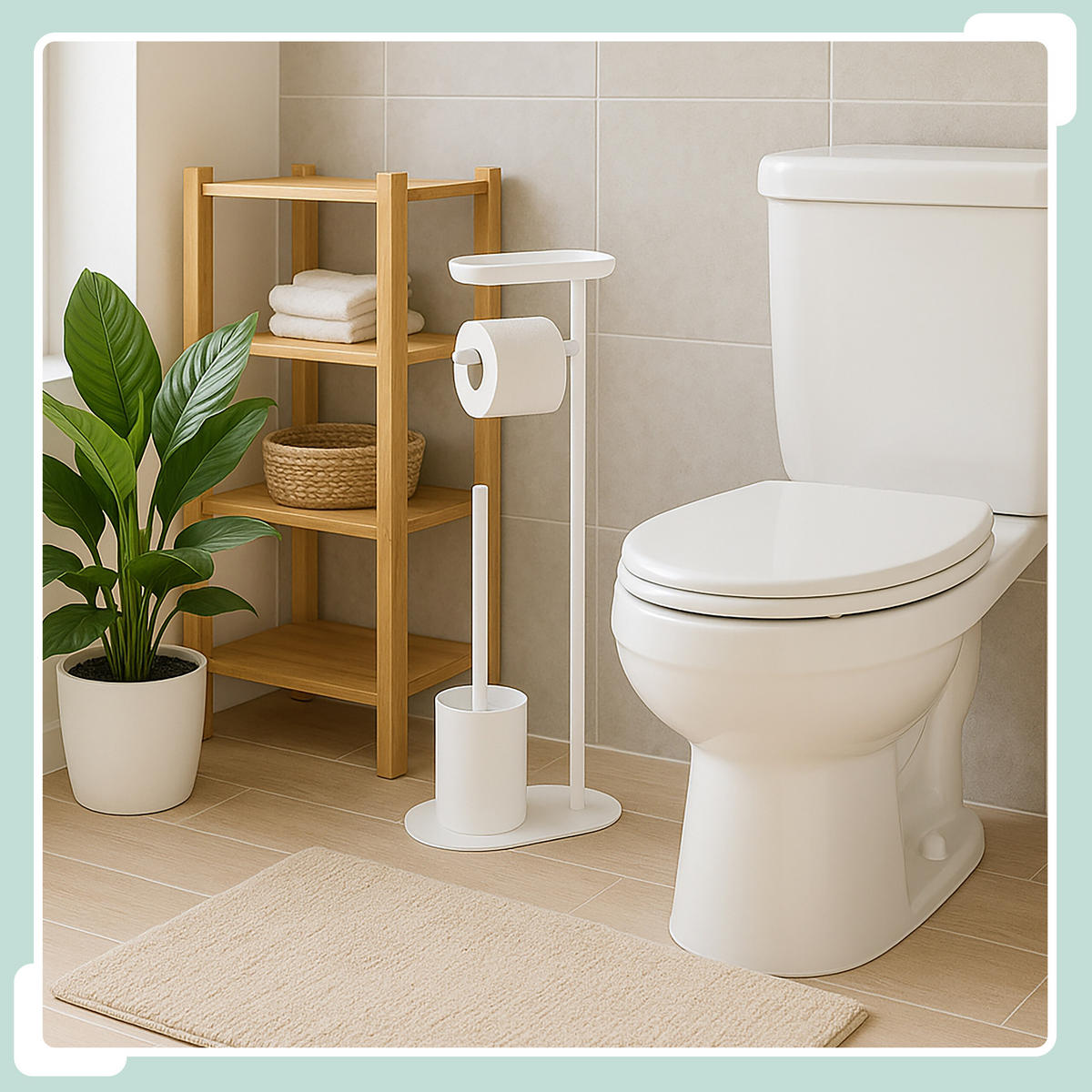 WC-GARNITUR - Weiß, Kunststoff/Metall (23/65/17cm) - Relaxdays