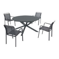GARTENESSGRUPPE im Set - 4 -Sitzer - Aluminium - anthrazitgrau - VELYRA - Anthrazit, Metall - Vente-Unique