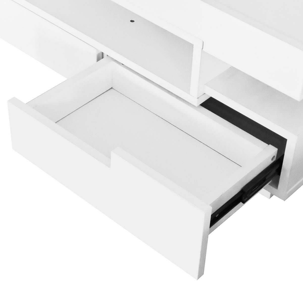 COUCHTISCH 80/50/36 cm hochglänzend mit LED-Beleuchtung und 4 Schubladen - Weiß, Holzwerkstoff (80/50/36cm) - Flora Grace