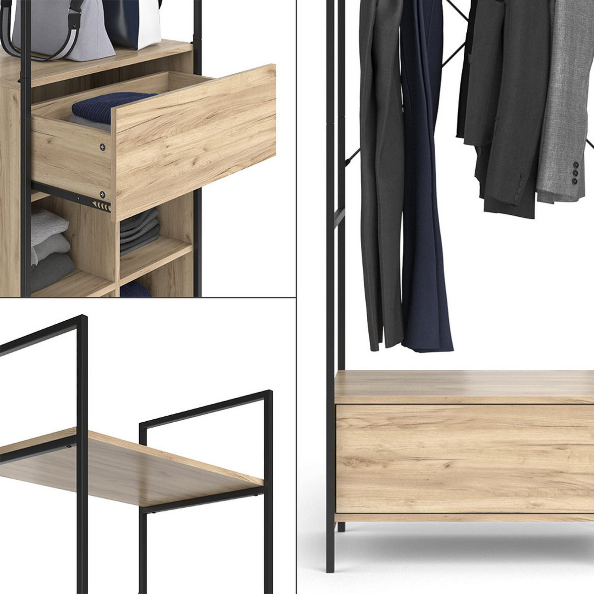 ŠATNÍ SKŘÍŇ Enya Dřevo - přírodní/černá, kompozitní dřevo (60/180/40cm) - Vicco