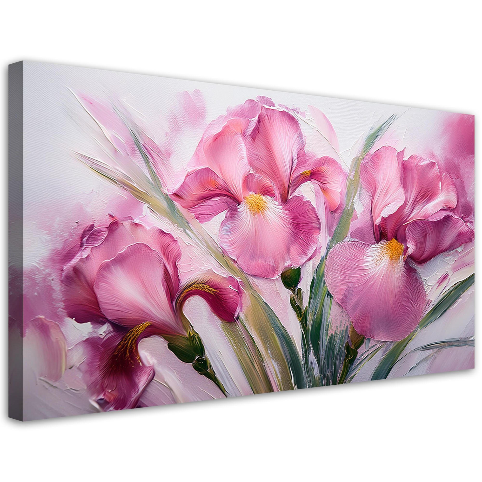 LEINWANDBILD Iris rosa bemalte Blumen 100x50cm - Pink, Textil (100/50cm) - Feeby