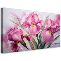 LEINWANDBILD Iris rosa bemalte Blumen 120x60cm - Pink, Textil (120/60cm) - Feeby