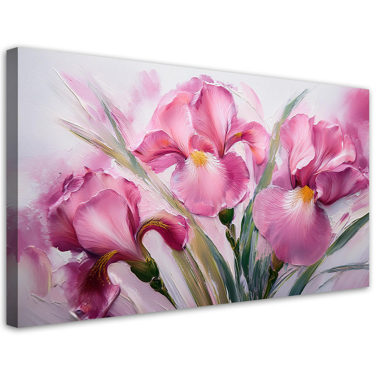 LEINWANDBILD Iris rosa bemalte Blumen 120x60cm - Pink, Textil (120/60cm) - Feeby