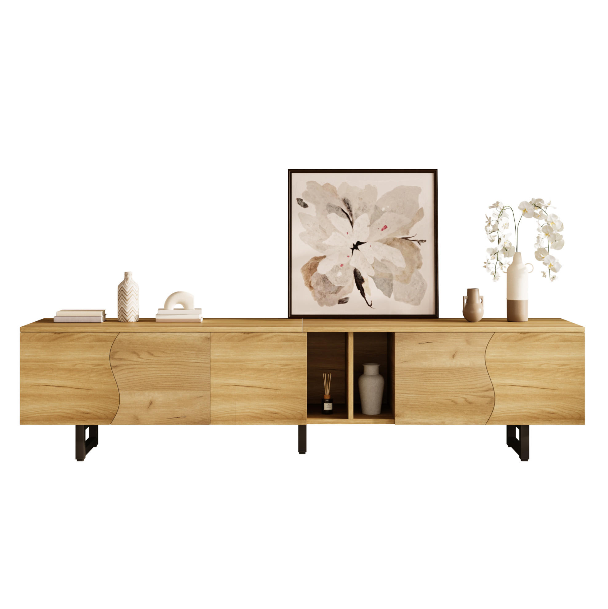 TV-SCHRANK mit Stauraum 191 x 38 x 46,5 cm Holzoptik Natur - Braun, Holzwerkstoff (38/46.5/191cm) - Beauniv