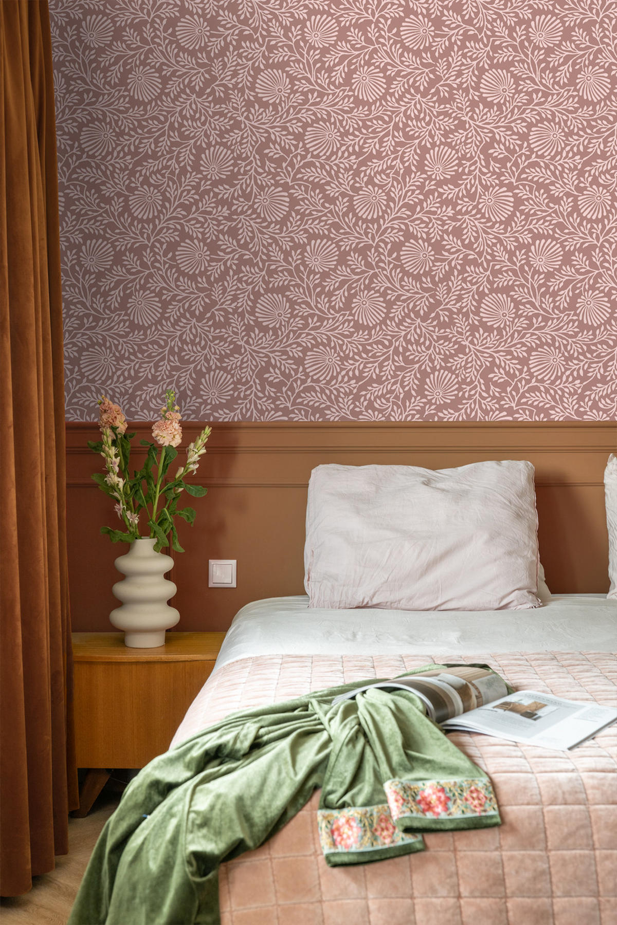 TAPETE Blumenmuster 50 x 900 cm - Pink, Papier (50/900cm) - ESTAhome