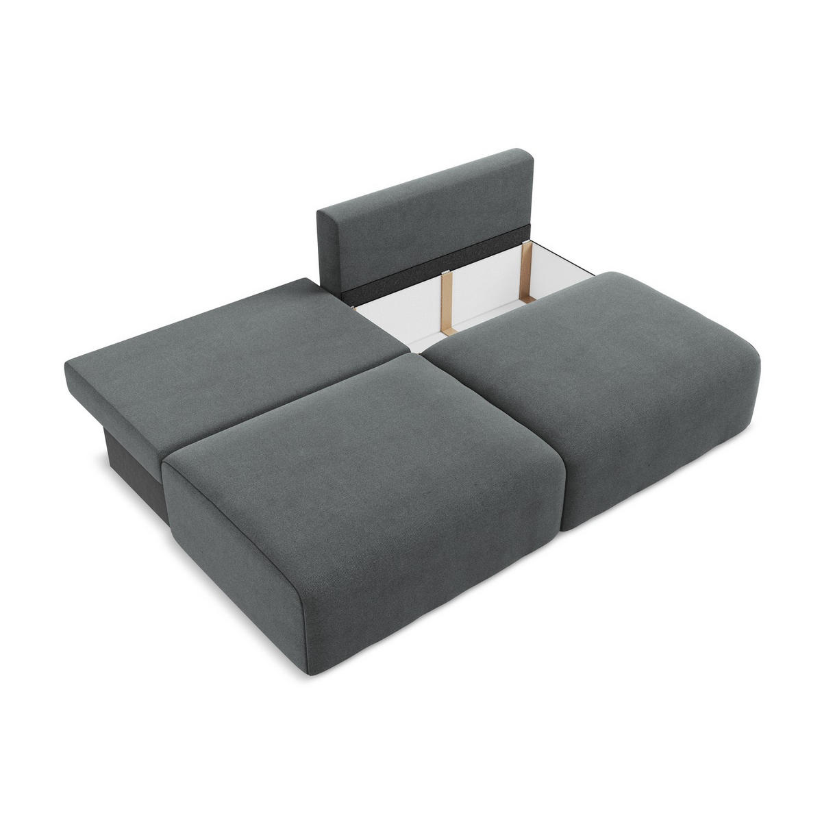 3-SITZER SOFA mit Schlaffunktion Strukturstoff Stoff Grau - Schwarz/Grau, Kunststoff/Textil (216/79/102cm) - LaMiaSofa