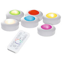 LED-SPOT-BELEUCHTUNG - dimmbar mit Timer und Fernbedienung für Unterbau, Schrank und Vitrine, 6er-Set - Weiß, Kunststoff (3.6/7.8/7.8cm) - Northpoint