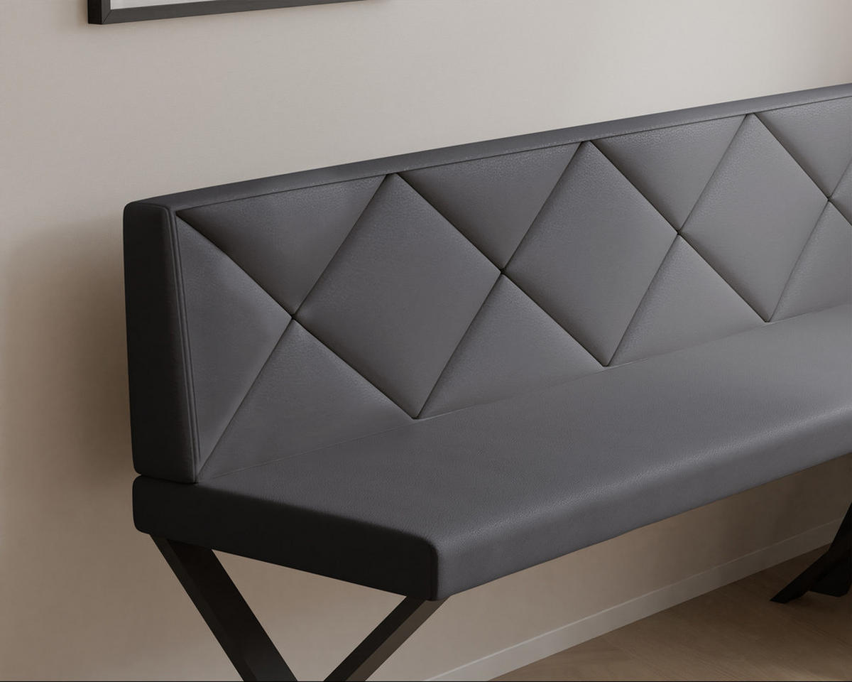 ECKBANK rechts VERO X Kunstleder gesteppt, 196/142 cm Dunkelgrau - Dunkelgrau, Kunststoff/Textil (142/196cm) - Idohome
