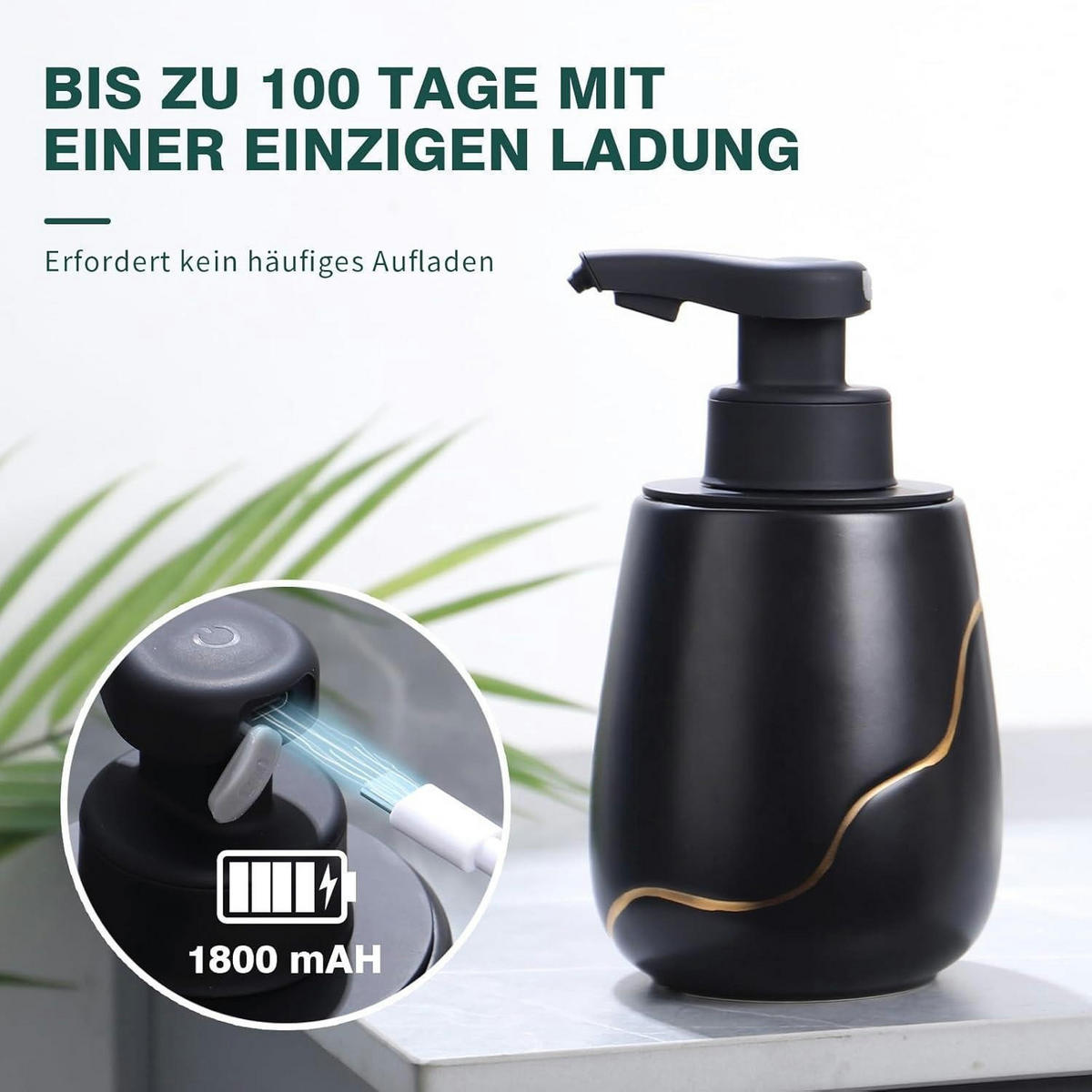 SEIFENSPENDER Automatisch Keramik Schwarz mit Sensor - Schwarz, Keramik (9/17/10cm)
