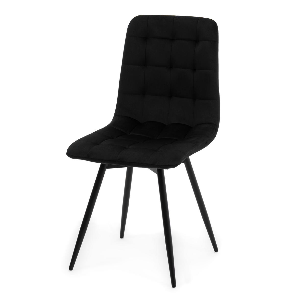 STUHL ARCO drehbar gepolstert mit Steppung - schwarz - Samt Velours - Schwarz, Textil/Metall (46/90/51cm) - NEW HOME