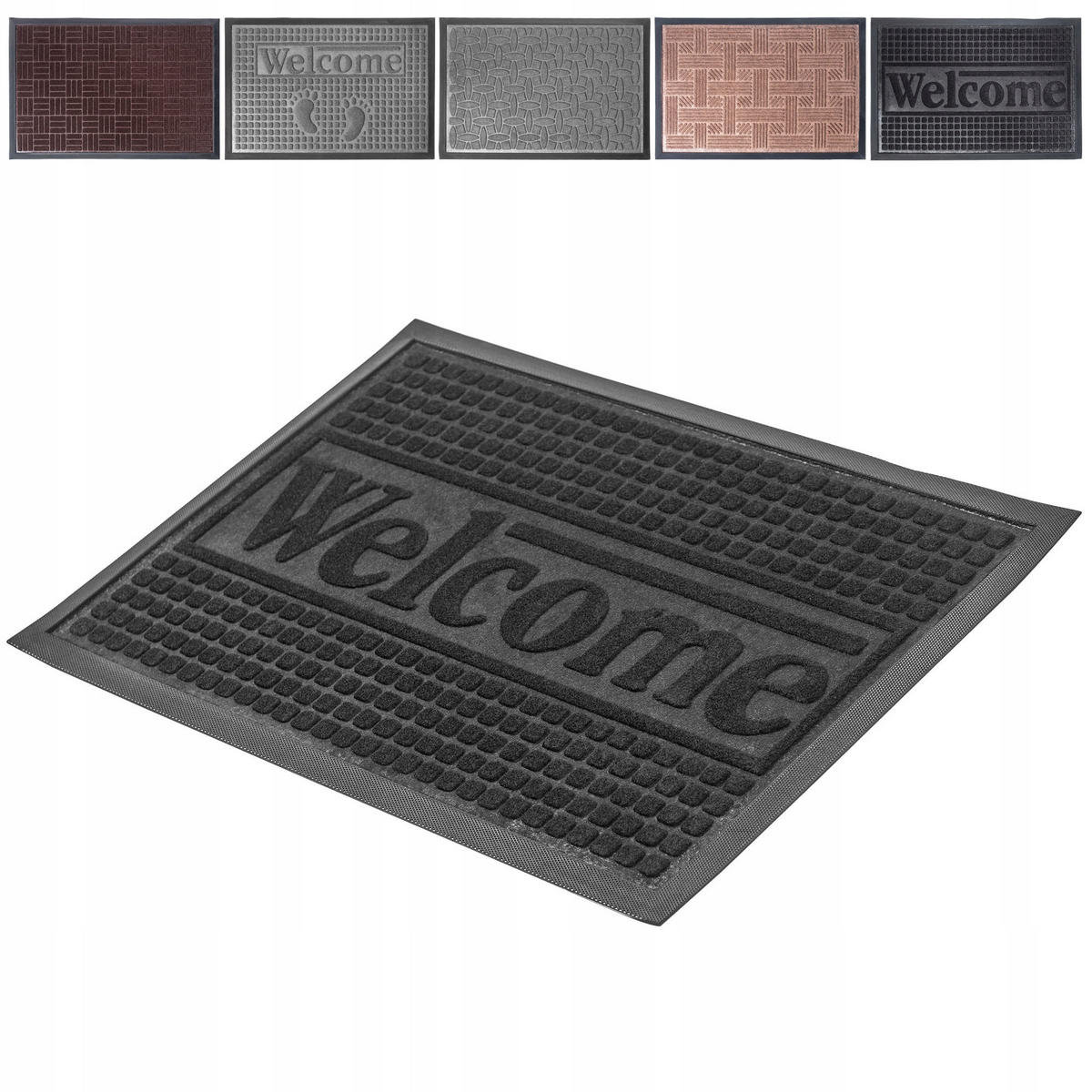 FUSSMATTE „Welcome“, 60 x 40 cm, Graphit - Schwarz, Kunststoff (60/40cm) - KADAX