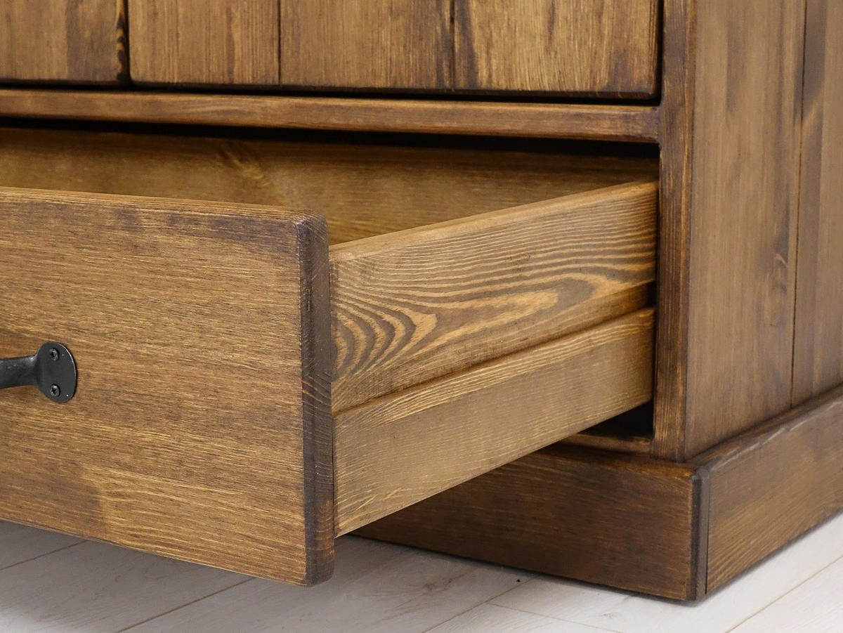 KLEIDERSCHRANK aus Massivholz Rustyk 2D - Dunkelbraun/Schwarz, Holz (105/190/60cm) - Seart
