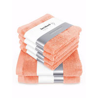 6ER Set Pura Coral 2x Duschtuch + 4x Handtuch - Koralle, Textil (50/100cm) - Herzbach Home
