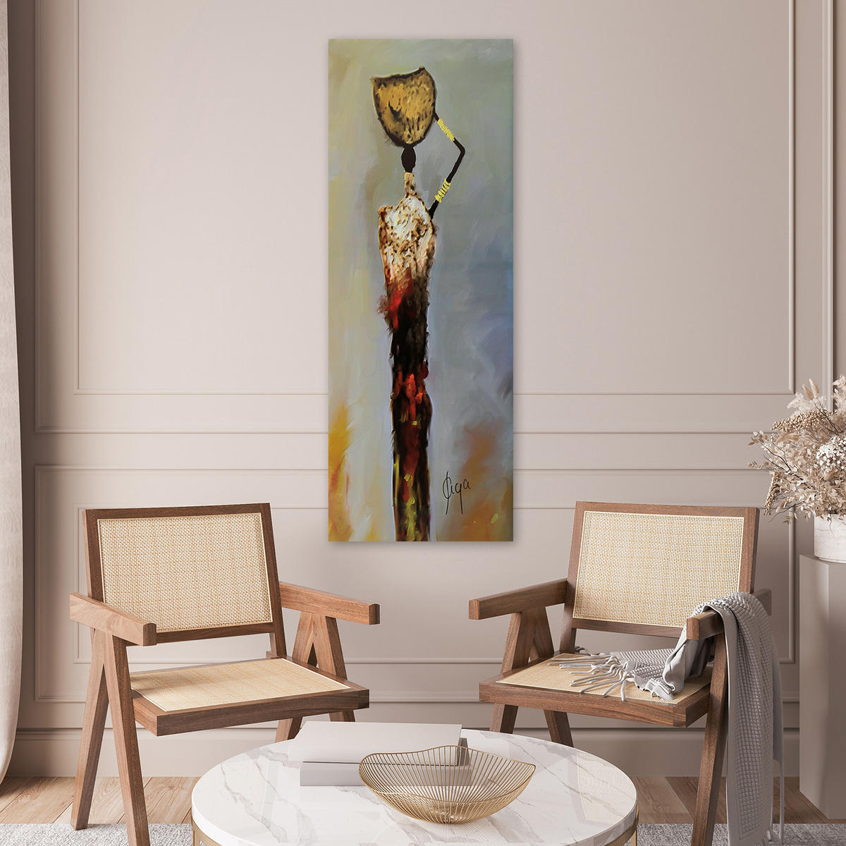 WANDBILD afrikanische frau - Grau, Textil (30/90cm) - Feeby