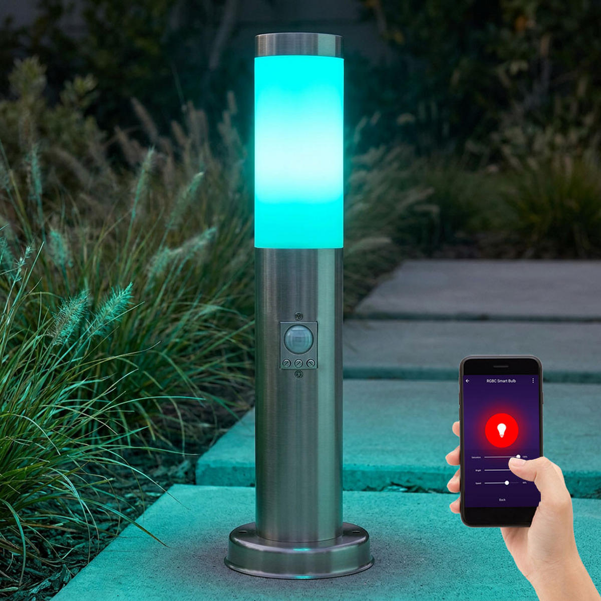 LED AUSSENLEUCHTE Edelstahl Anthrazit - Anthrazit, Kunststoff (7.6/7.6/45cm)