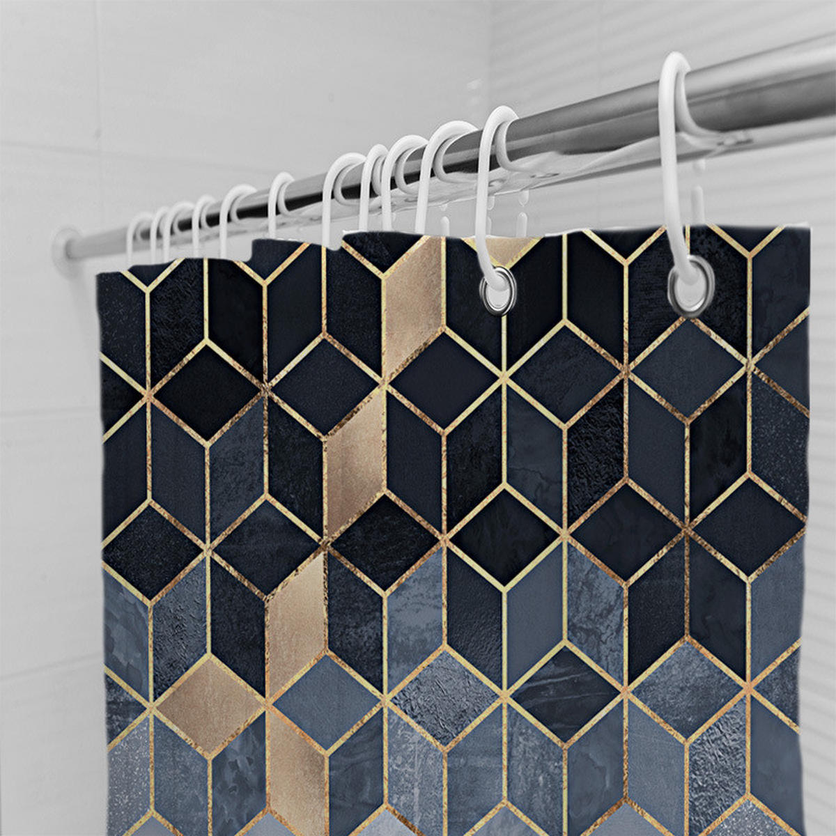 DUSCHVORHANG Polyester schimmelresistent originell maschinenwaschbar mit Haken - Multicolor, Textil (180/180cm) - MCBOSON