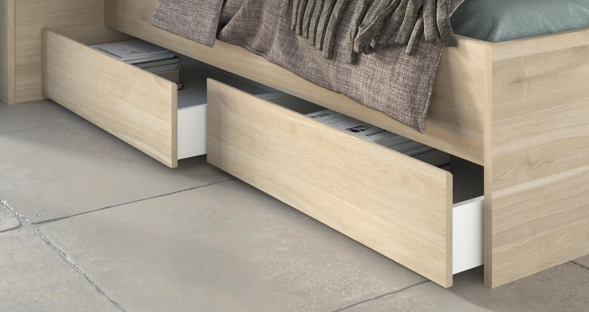 STAURAUMBETT Escale 3 in Japanischer Eiche 160x200cm von Parisot - Braun, Holzwerkstoff (160/200cm)