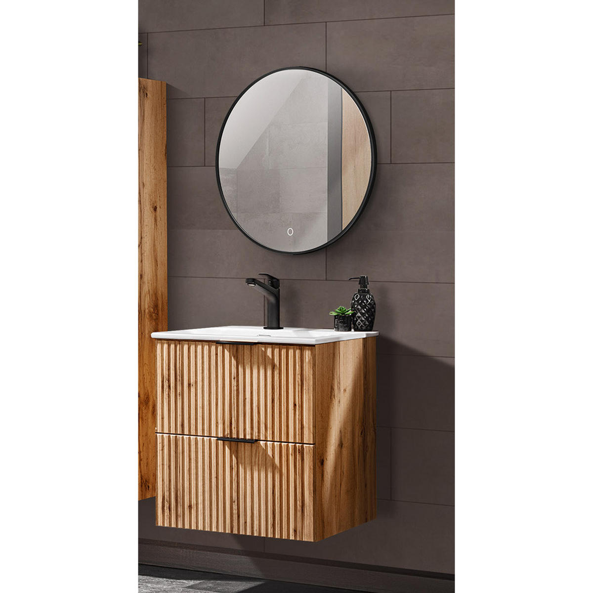 BADMÖBEL-SET 2-TLG. Adelaide-56 - Braun, Holzwerkstoff (61/200/46cm) - Lomado