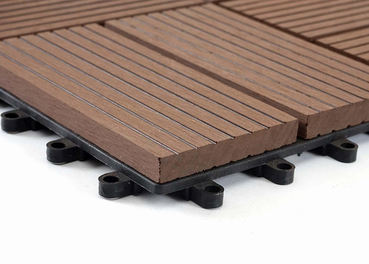WPC BODENFLIESE 11x 30x30cm Premium Coffee Vierecke - Braun, Kunststoff (30/30/2cm) - BERLINLODGE
