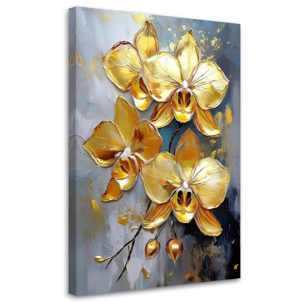 WANDBILD goldene orchideen blumen glamour - Goldfarben, Textil (40/60cm) - Feeby