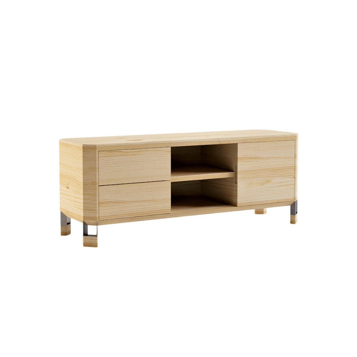 FERNSEHSCHRANK aus Massivholz mit Schubladen aus Eiche BRISTOL - Eichefarben, Holz (130/50/40cm) - Rawood Furniture