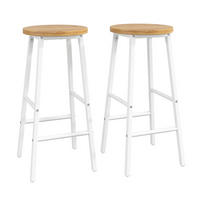 BARHOCKER 2er Set 63cm Holzoptik Sitz Weiß Metall - Weiß, Metall (30/63/30cm) - FLIEKS