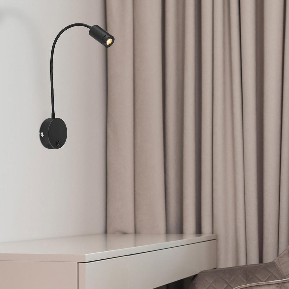 LED WANDLEUCHTE Schwarz Matt Flexibel - Schwarz, Metall (9/50/35cm) - Globo Lighting