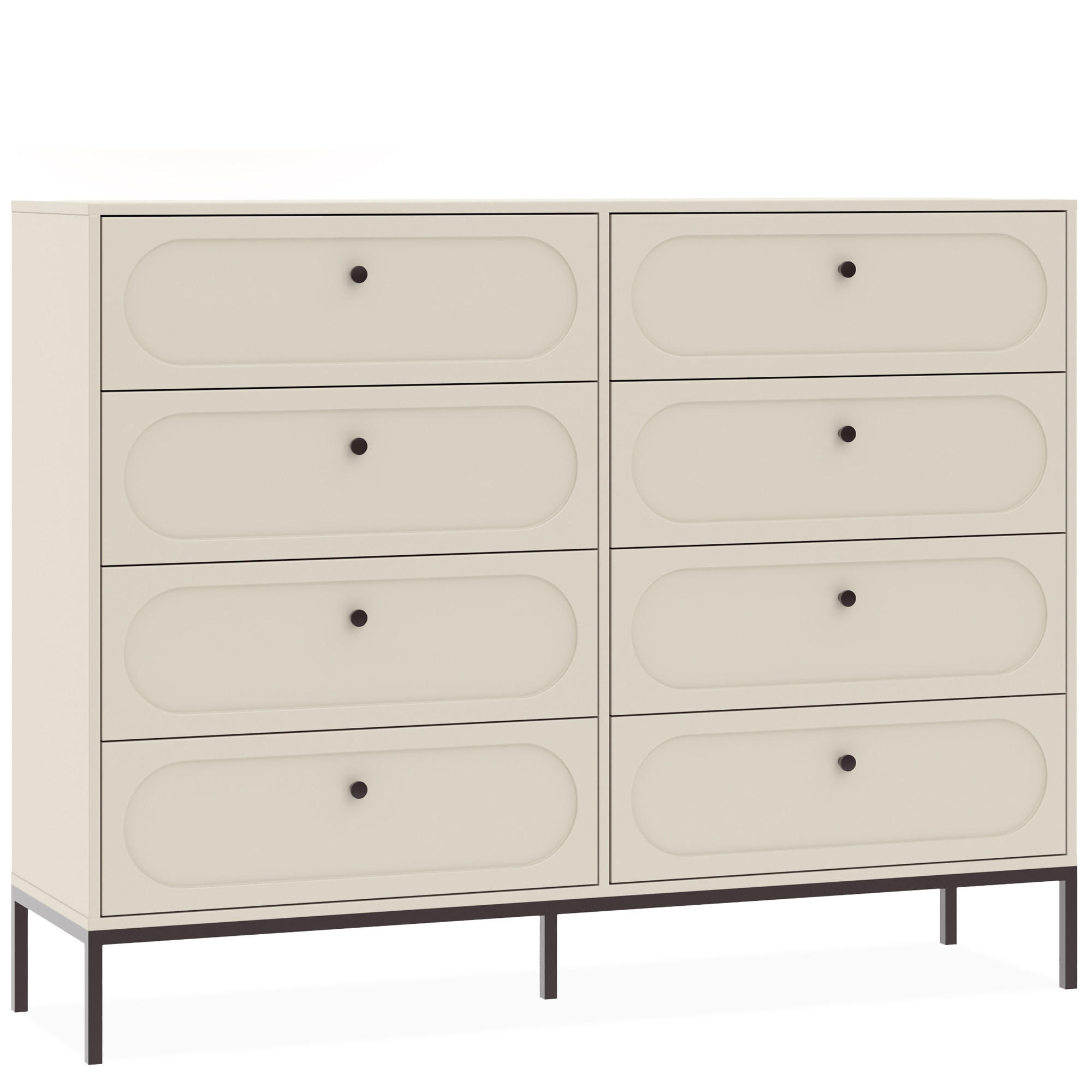 KOMMODE TILA, Cremefarbig - Creme, Holzwerkstoff (150/115.5/40cm) - KONSIMO®