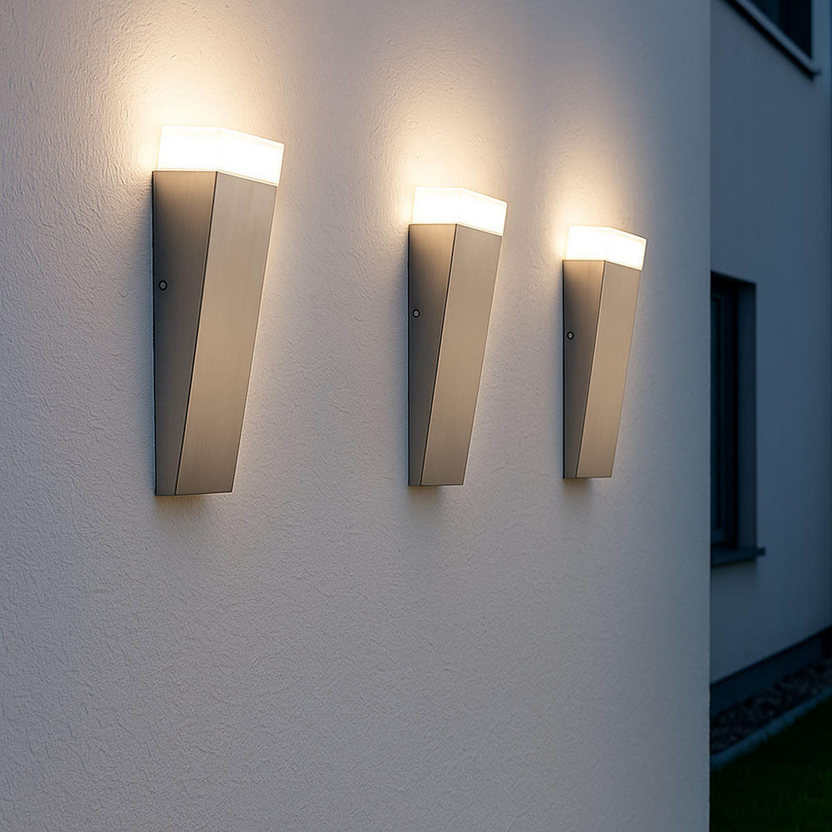 LED AUSSEN-WANDLEUCHTE Edelstahl Silber 3er Set - Silberfarben, Metall (7.5/30.5/8.5cm)