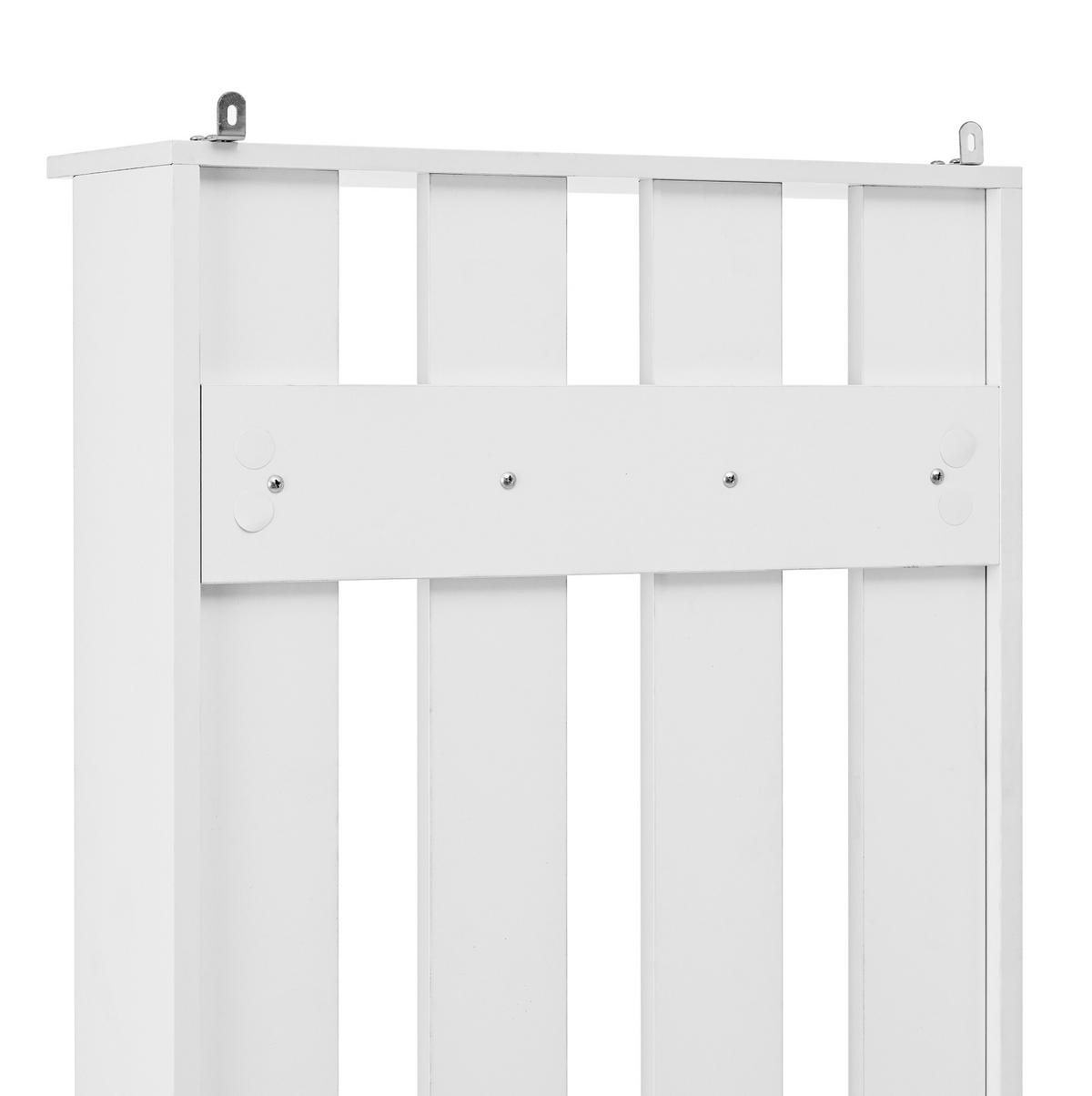 SCHUHSCHRANK 50/190/36 cm Weiß aus Spanplatte mit 2 Türen und 8 Haken - Weiß, Holzwerkstoff (50/190/36cm) - OKMYHOME