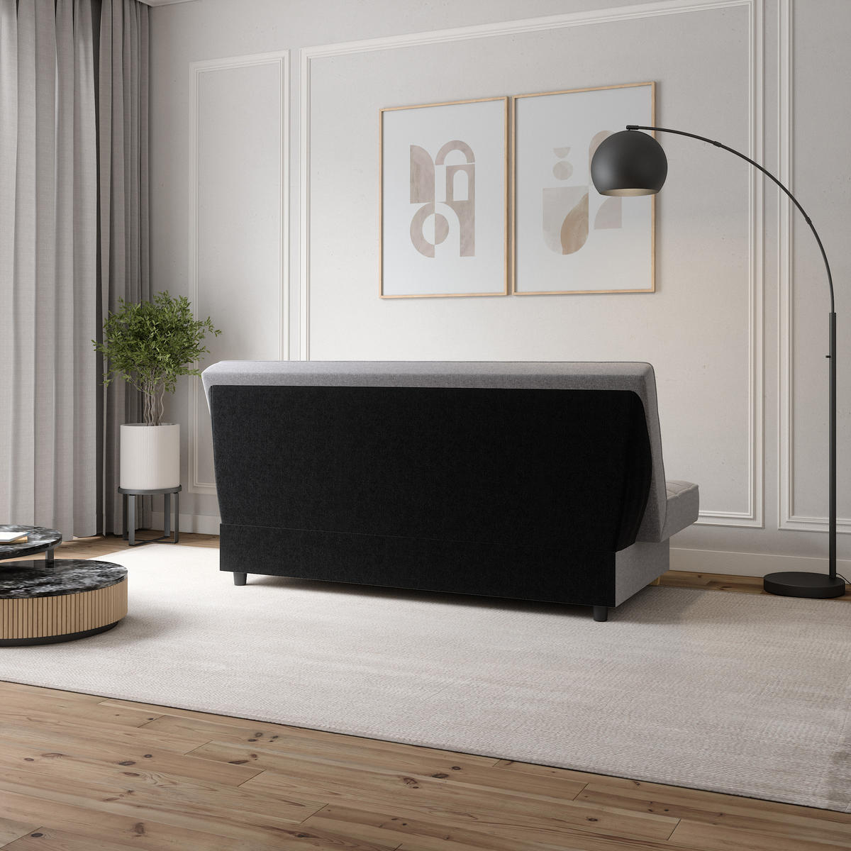 SCHLAFSOFA BELFI - Grau (Twist 19) - Hellgrau, Holzwerkstoff (192/95/92cm) - Möblo