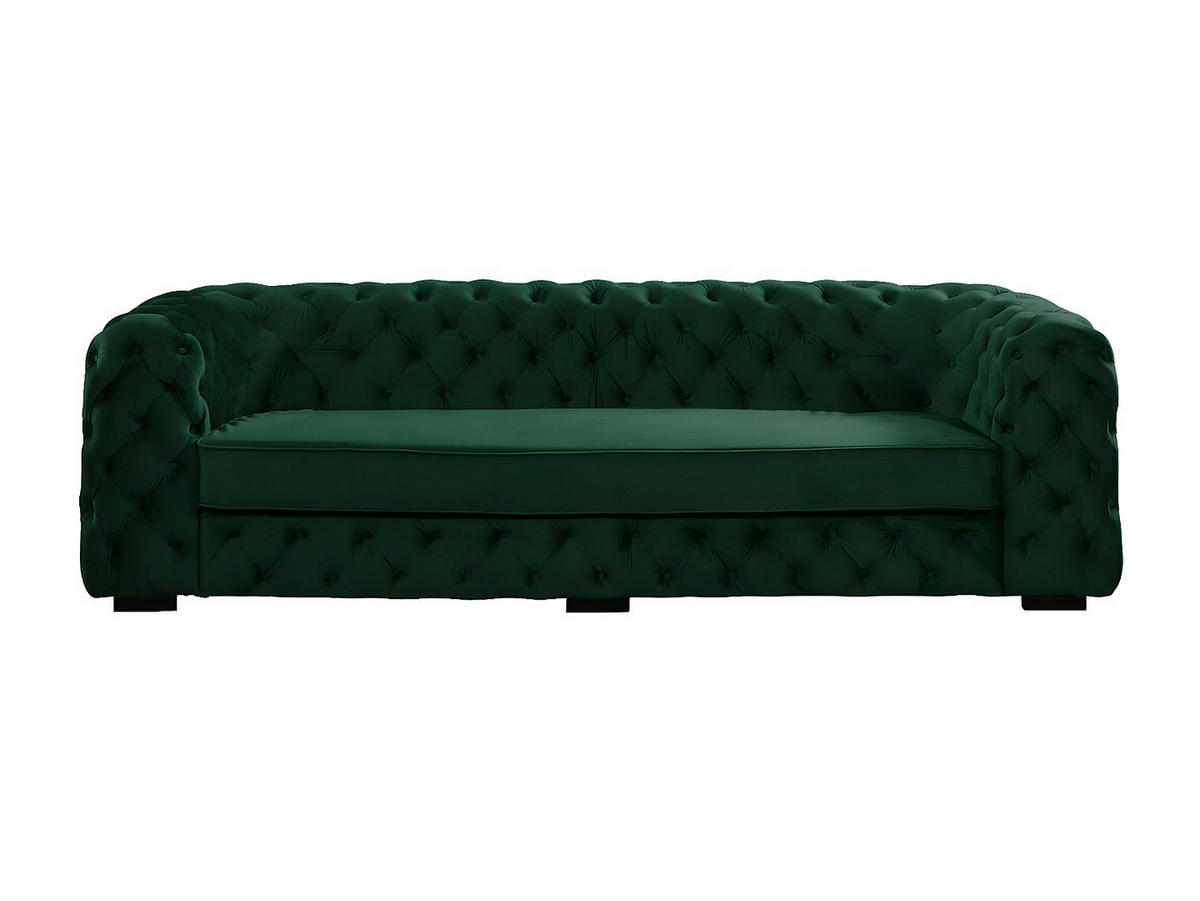SOFA Chesterfield 3-Sitzer - Samt - Tannengrün - STANLEY - Grün, Textil (237/68/97cm) - Vente-Unique