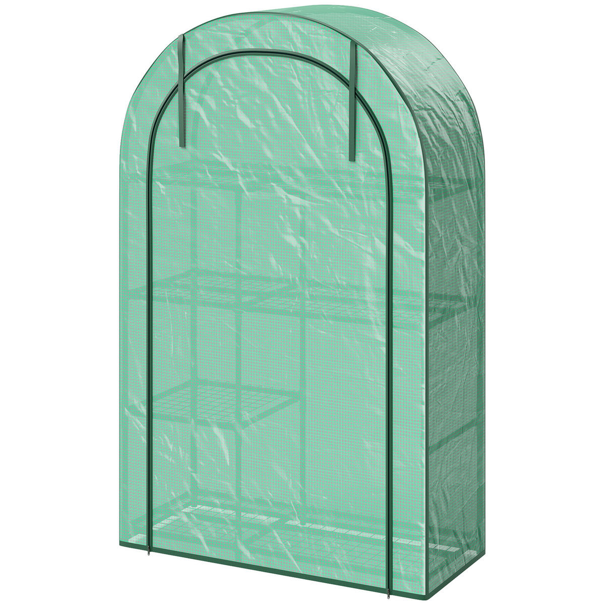 MINI-GEWÄCHSCHAUS DE-05717 4-stufig, mit Kunststoff-Plane, tragbar Grün - Grün, Kunststoff/Metall (45/160/100cm) - ComfortXL