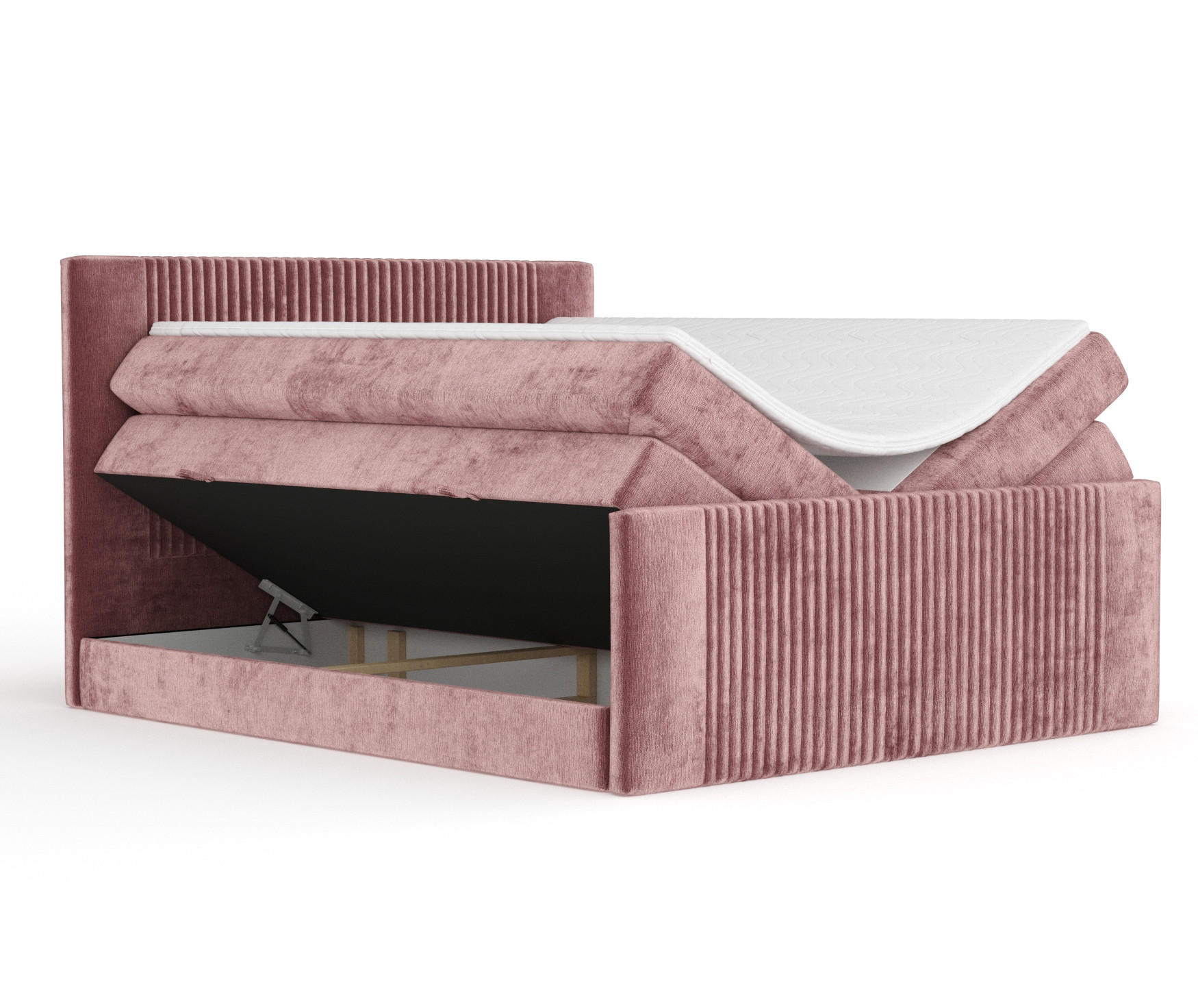 BOXSPRINGBETT Bergamo Rosa 140/200 cm - Schwarz/Rosa, Holz/Holzwerkstoff (140/200cm) - Maison de Reve