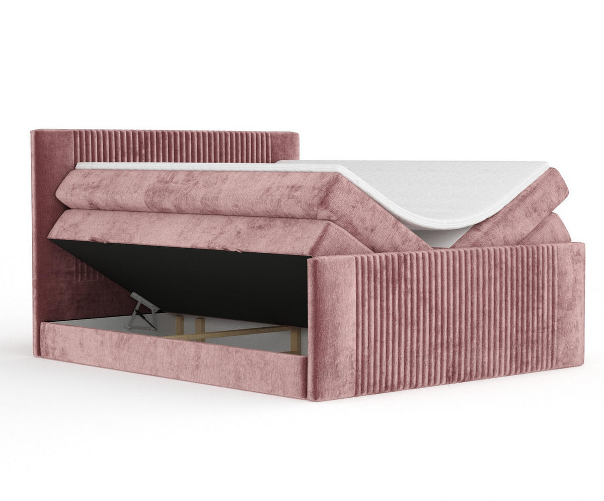 BOXSPRINGBETT Bergamo Rosa 180/200 cm - Schwarz/Rosa, Holz/Holzwerkstoff (180/200cm) - Maison de Reve