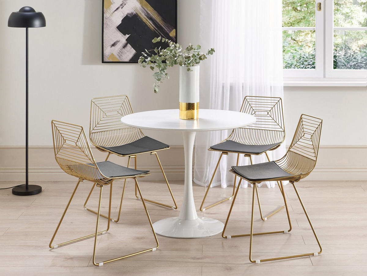 STUHL 2er-Set Metall Gold Beatty - Goldfarben, Textil/Metall (51/79/48cm) - Beliani