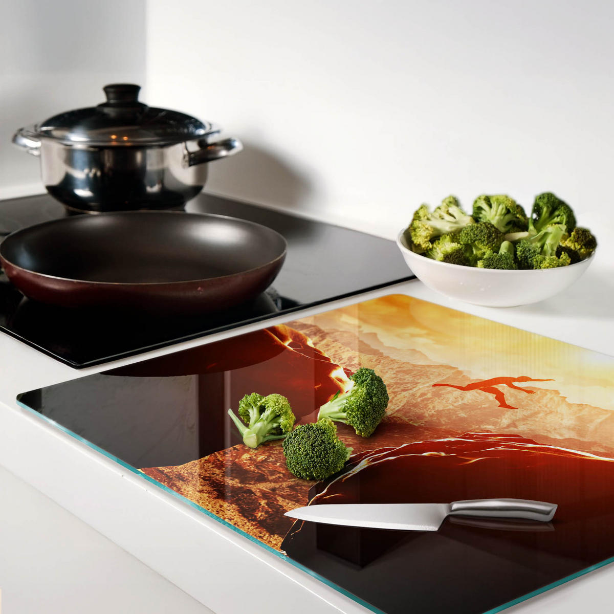 GLASPLATTE 60x52 cm Abgrundsprung - Orange, Glas (60/0.4/52cm) - TULUP